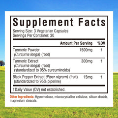 Ingredients: turmeric powder and turmeric extract with black pepper