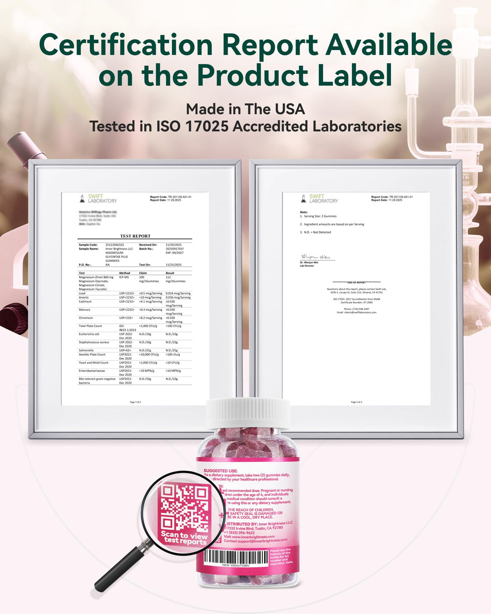 Inner Brightness USA Made Lab-Testing seal implies quality checks