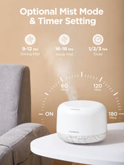 Upward mist flow from ultrasonic diffuser