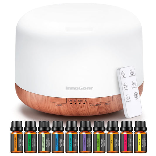InnoGear 500ml aromatherapy diffuser in yellow with remote