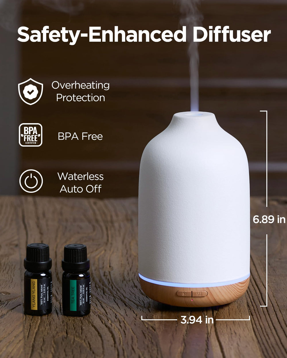 Diffuser displaying continuous and intermittent mist modes