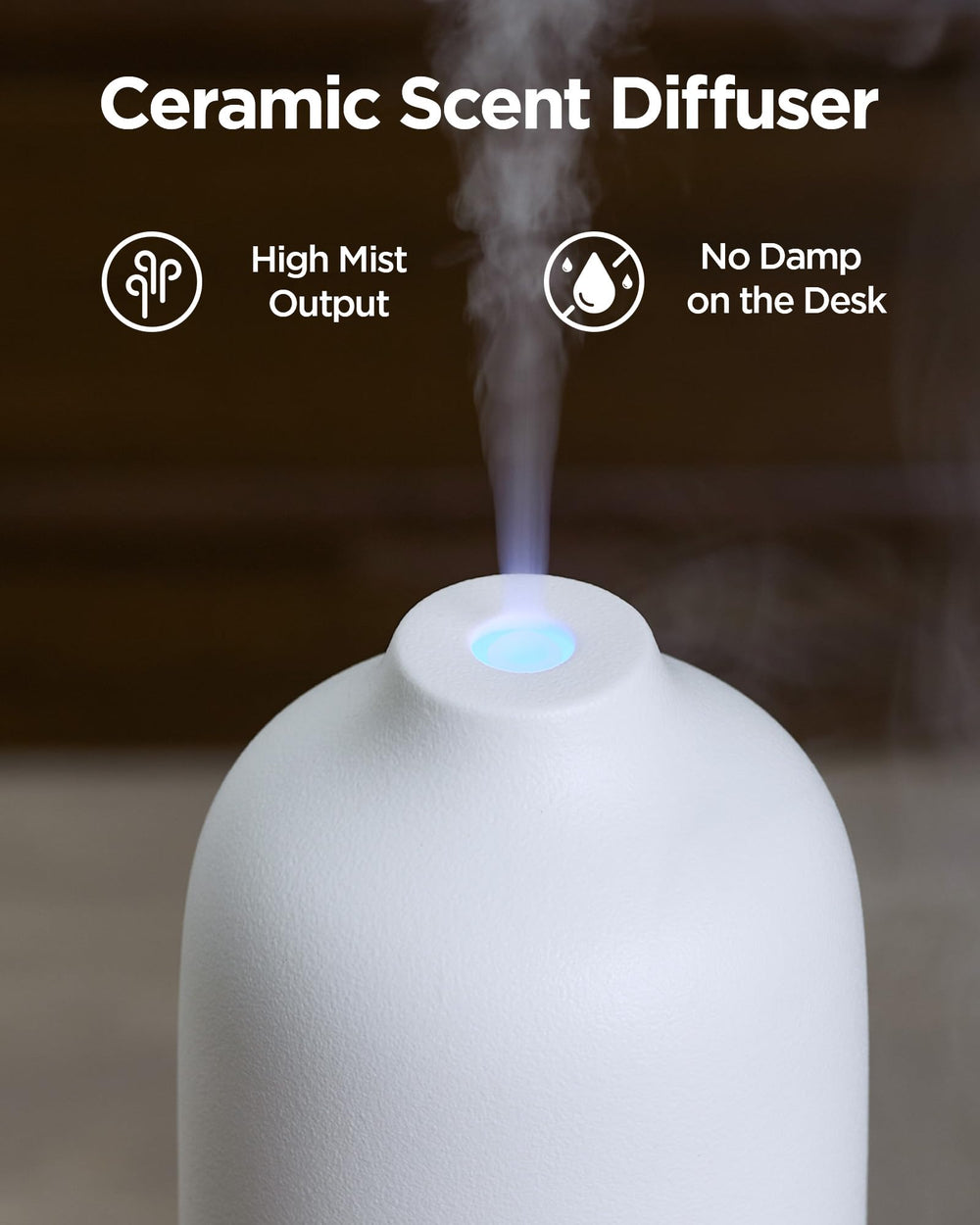 Independent LED light and mist controls on diffuser