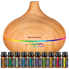InnoGear 400ml aromatherapy diffuser in yellow wood grain finish