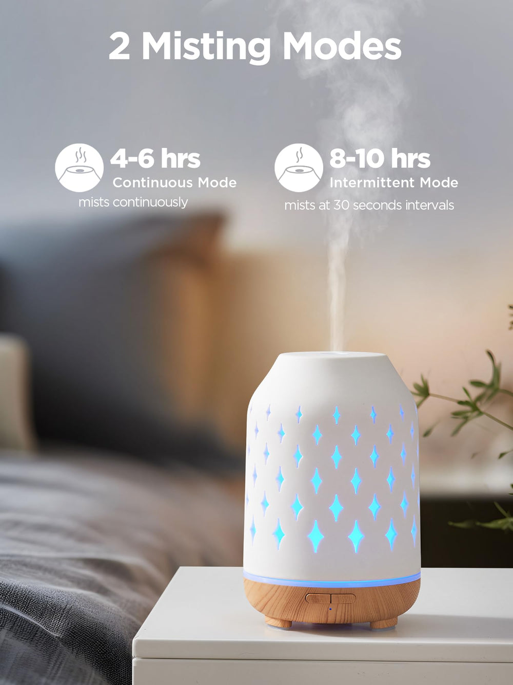 InnoGear diffuser in intermittent mist mode (8-10 hours)