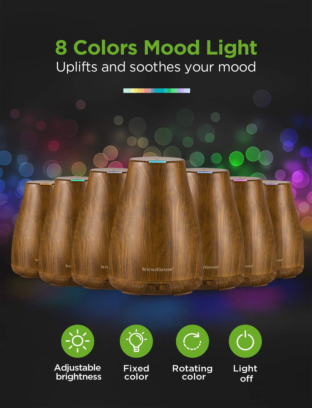 7-color ambient LED lighting on InnoGear diffuser