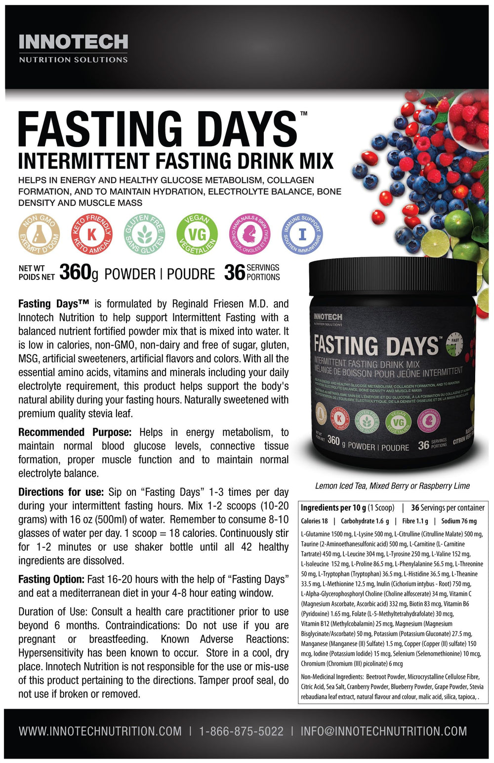 Serving scoop with Mixed Berry Fasting Days powder