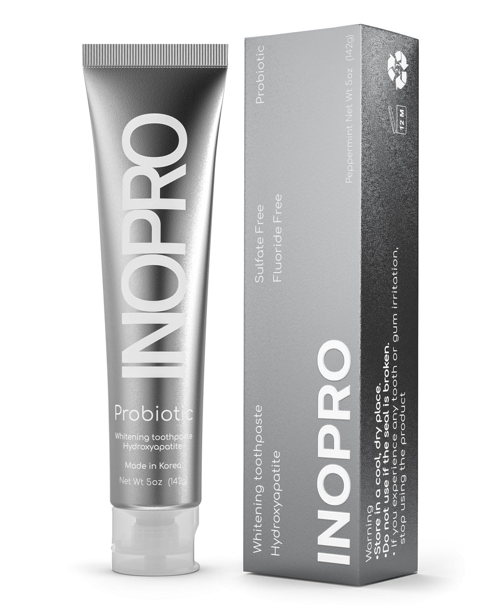 Front view of InoPro hydroxyapatite toothpaste 5oz tube