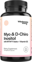 Myo-Inositol & D-Chiro Inositol capsules with MTHF Folate and Vitamin D3, 40:1 ratio