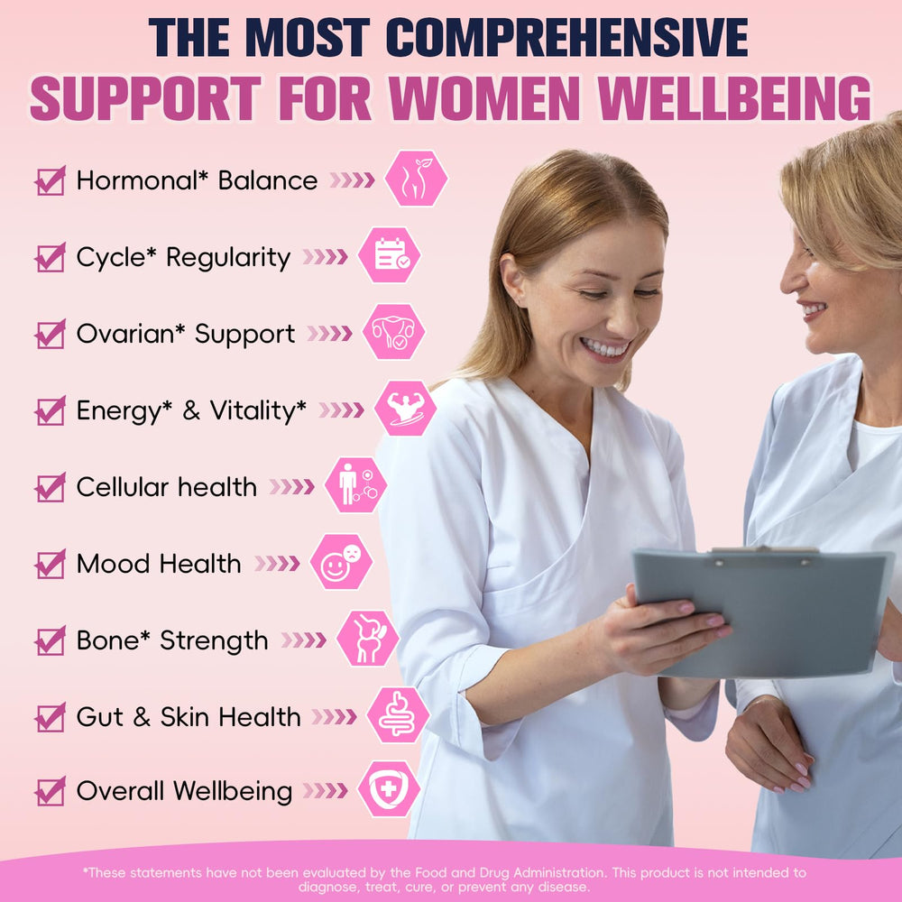 Close-up illustrating hormone balance and ovarian function support