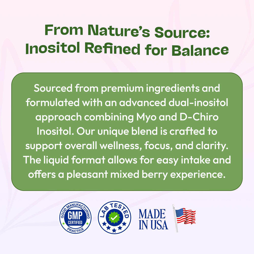 Lab-tested purity label for Inositol supplement