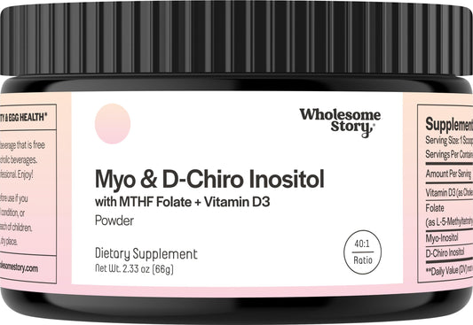 Front label of Inositol Powder with MTHF Folate and Vitamin D3