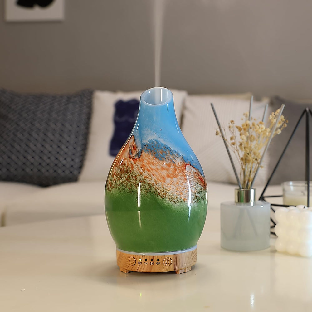 INRORANS vase aroma diffuser with 160ml capacity and art glass design