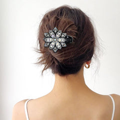 inSowni glitter flower hair clip in blue with rhinestones for casual looks