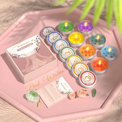 Relaxation and yoga mood with chakra candle set