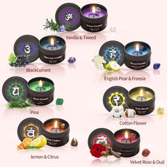 Inspireyes Chakra Candles Gift Set blue candle with crystals