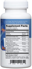 Graphic showing key ingredients including glucosamine MSM turmeric ginger cayenne hyaluronic acid