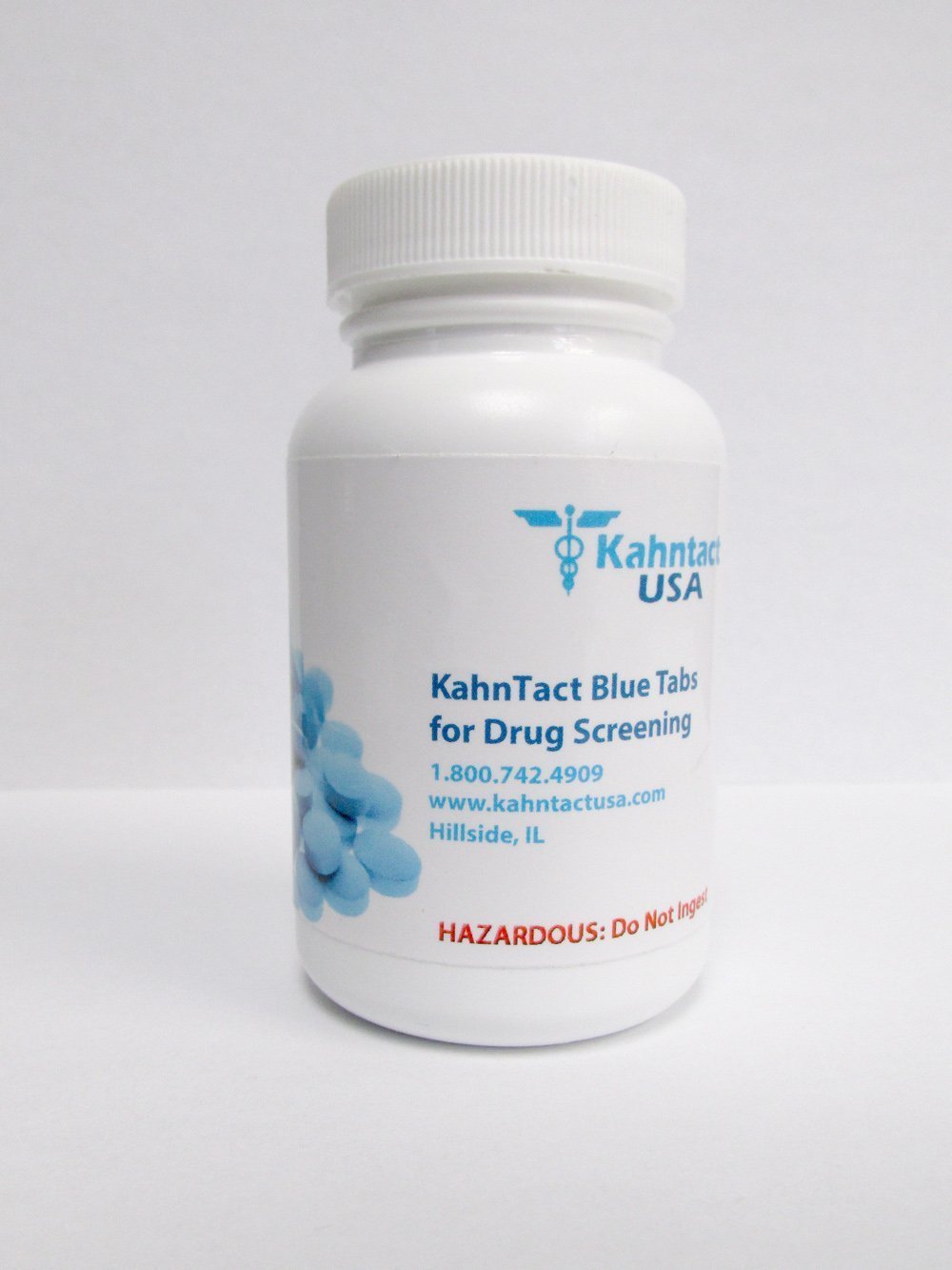 Bottle and tablets of Instant Bluing Tablets for drug test integrity