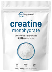 Front view of Instant Creatine Monohydrate Powder 500g packaging