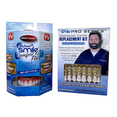 Instant Smile Flex Teeth in Bright White shade fitted over existing teeth