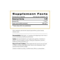 Integrative Therapeutics Betaine HCl capsules closeup showing uniform servings