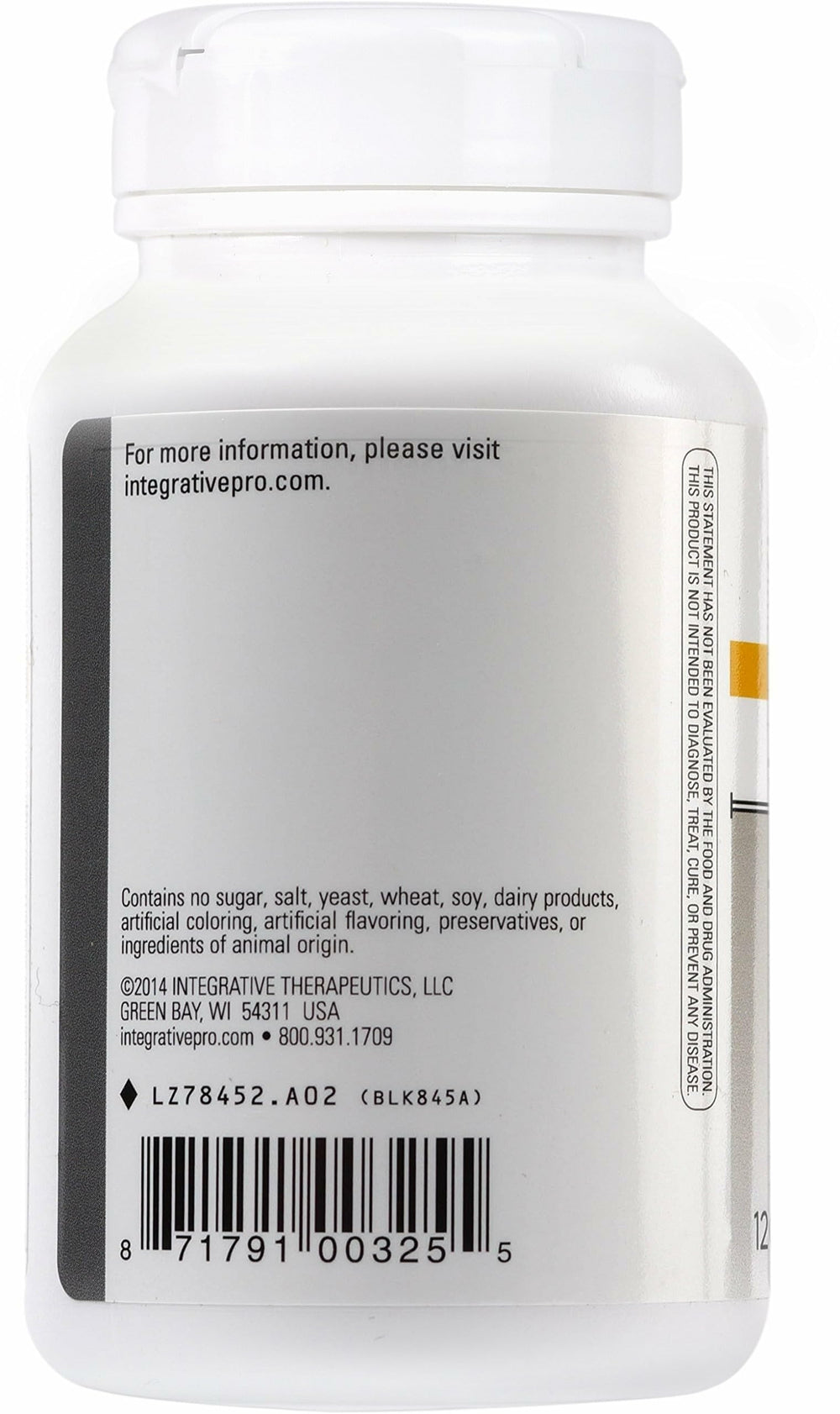 Integrative Therapeutics Fiber Formula – dairy-free and vegan label