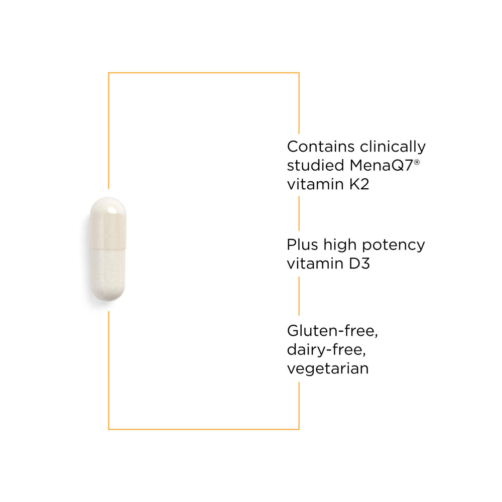 Supplement facts panel from K2 + D3 bottle