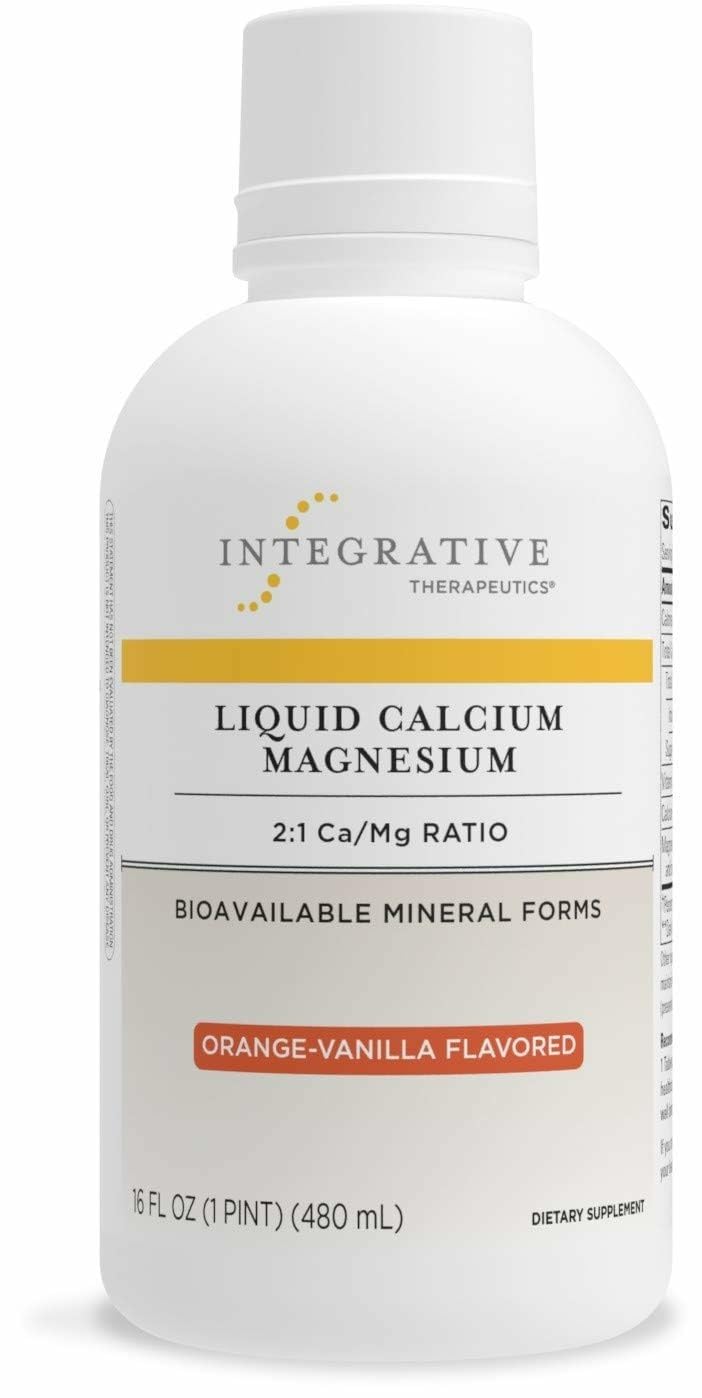 Bottle of Integrative Therapeutics Liquid Calcium Magnesium 2:1 Orange Vanilla 16 oz