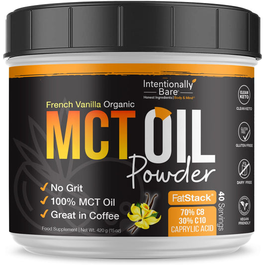 Intentionally Bare MCT Oil Powder French Vanilla packaging