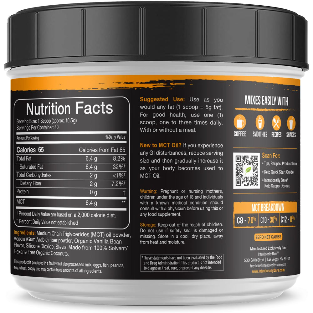 Intentionally Bare MCT Powder travel pack for convenient use
