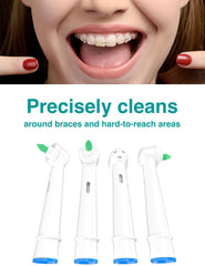 Two-pack Interdental toothbrush heads for braces-compatible Oral-B models