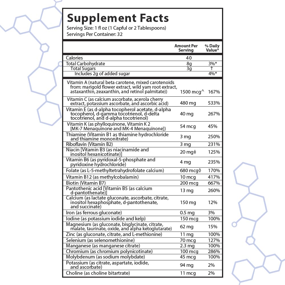 Ingredients list featuring 215+ Organically-Bound nutrients.