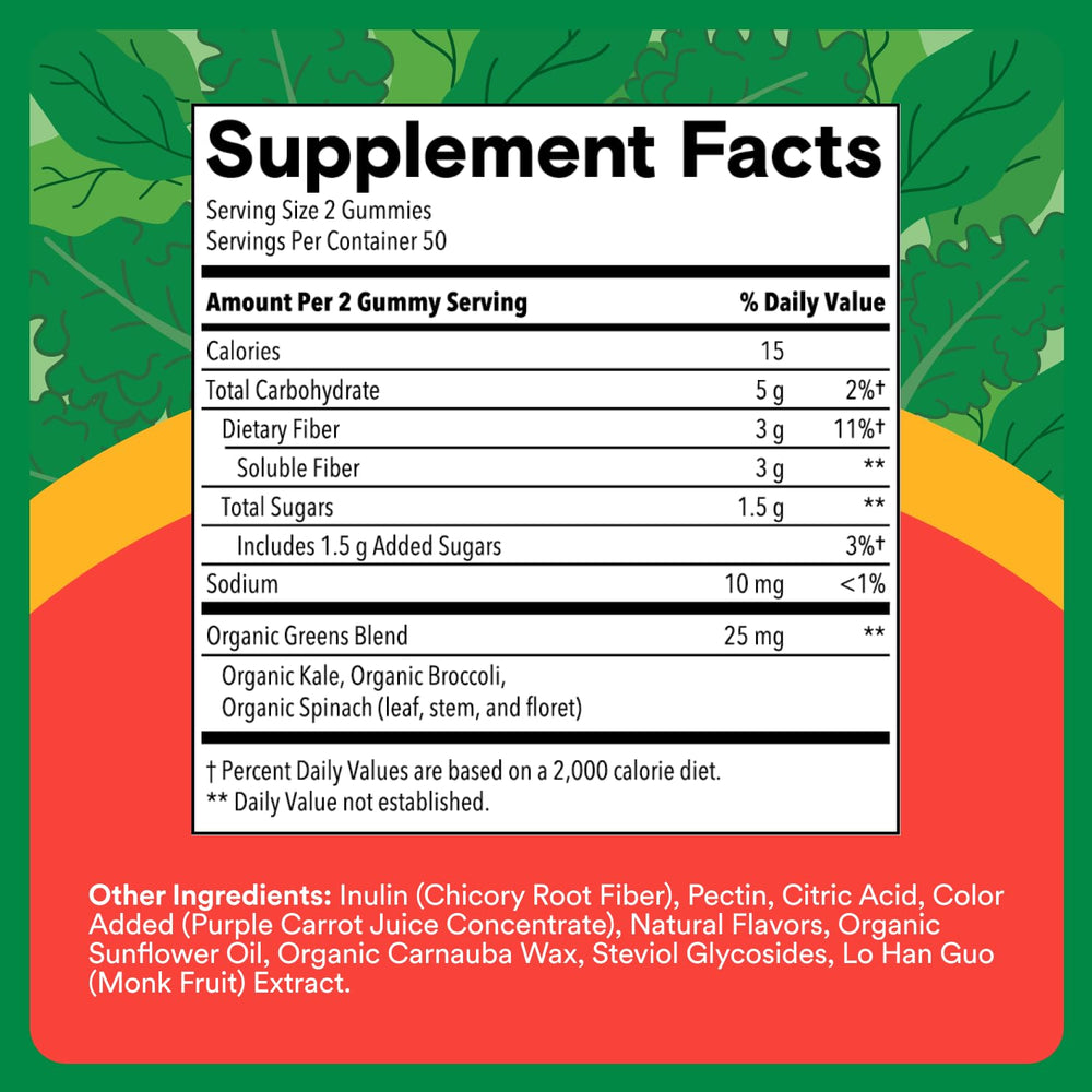 Inulin prebiotic fiber kids supplement label
