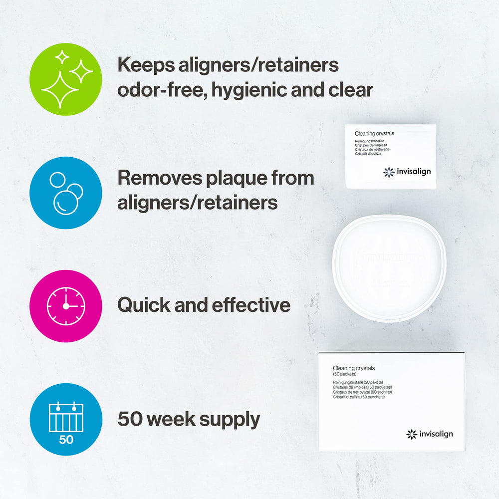 Clean aligners and tub after soaking with Invisalign crystals
