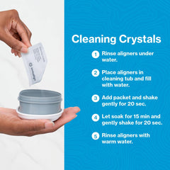 Crystals dissolving in warm water for Invisalign cleaner