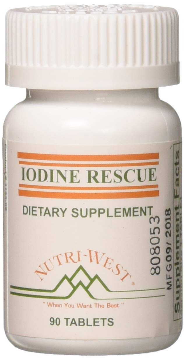 Iodine Rescue 90 Tablets Nutri West bottle front view