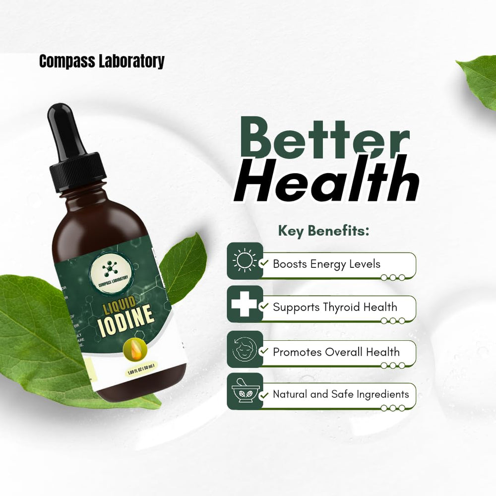 Illustration of holistic thyroid support with iodine supplement