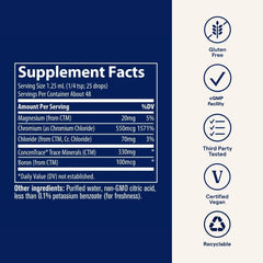 Close-up of Ionic Chromium Drops bottle label