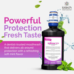 ioRinse RTU Mouthwash 1L bottle back label with ingredients