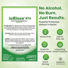 Iotech ioRinse RTU next to toothbrush showing 1L scale for long-lasting supply