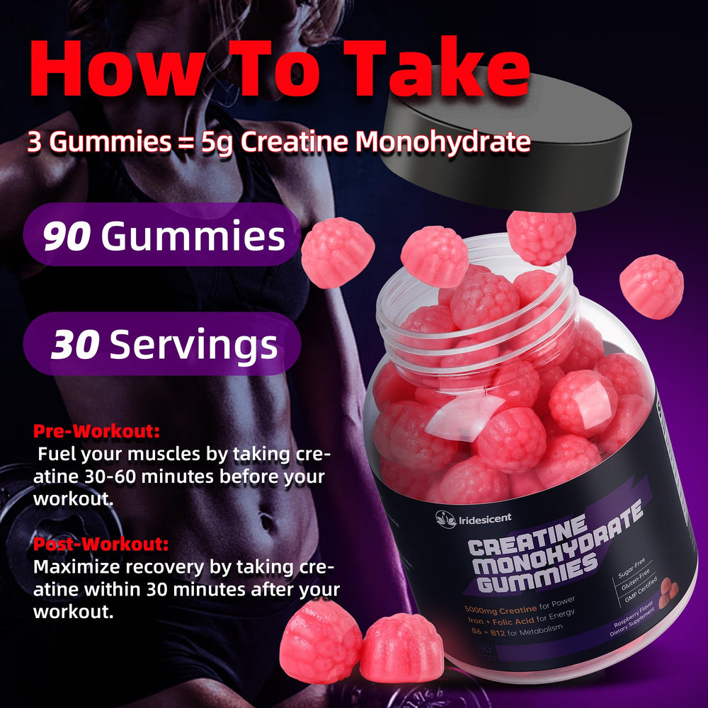 Athlete taking a raspberry creatine gummy during workout