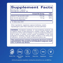 Iron-C packaging showing 15 mg iron and 175 mg vitamin C