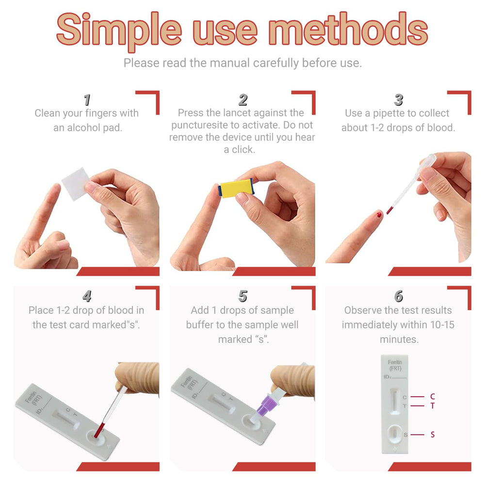 Single-use sterile packaging of the iron test kit