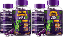 Front view of Iron Dinosaur Gummies for Kids with Vitamin C in grape flavor.