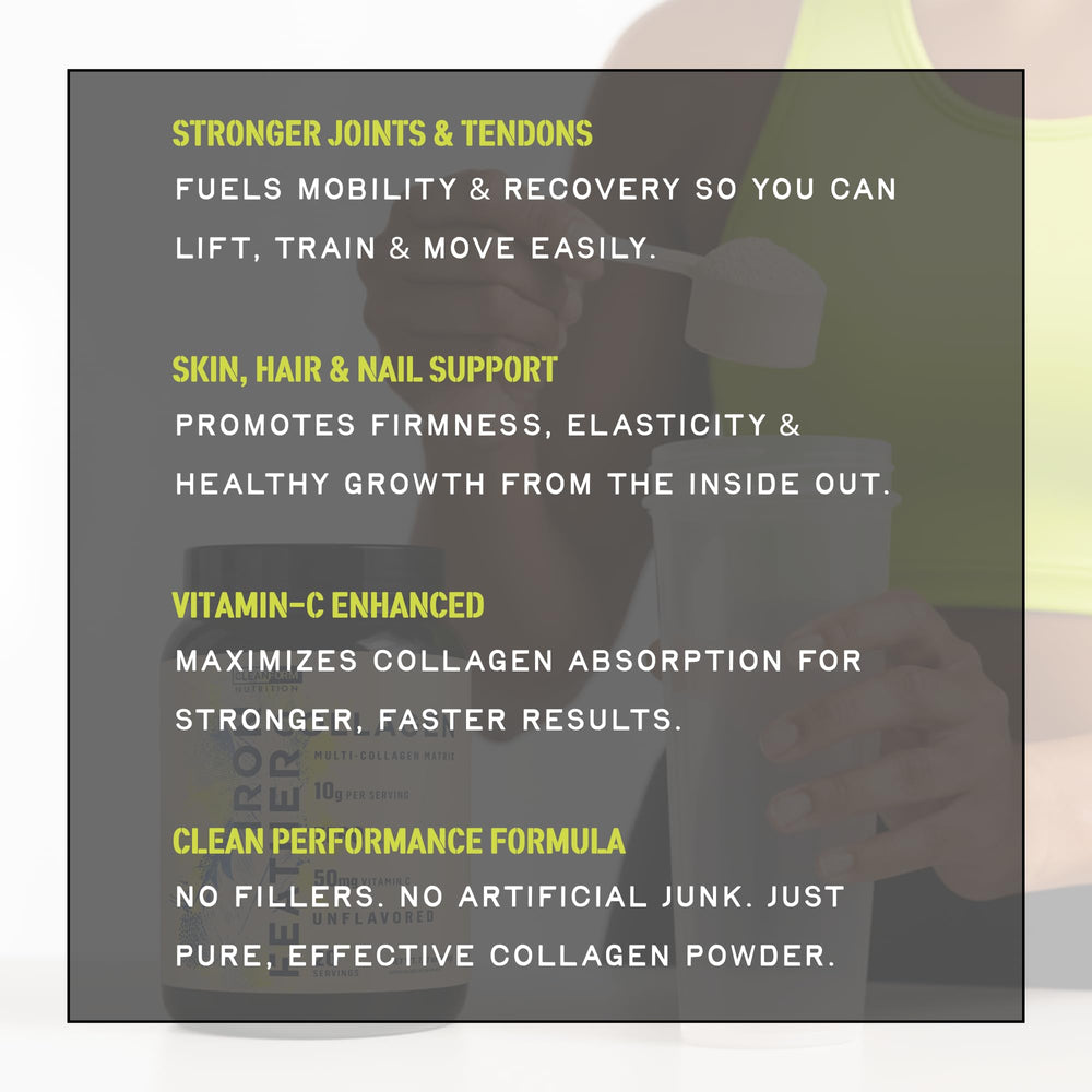 Iron Feather Collagen label highlighting Vitamin C boosted absorption