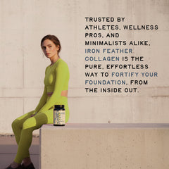 Iron Feather Collagen powder mixed into coffee or smoothie