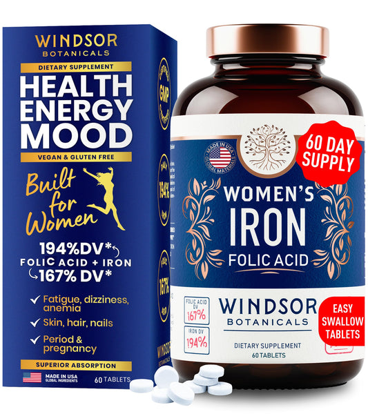 Bottle of Iron and Folic Acid Supplements for Women