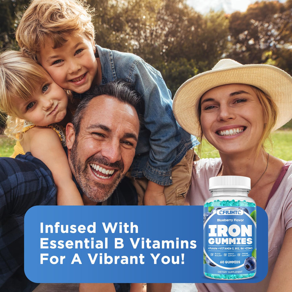 Sugar-free vegan badge on Iron Gummies packaging