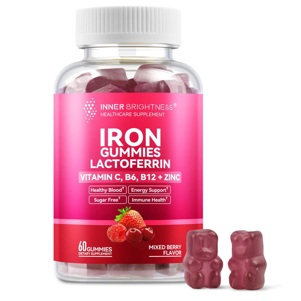 Front view of iron gummies bottle in mixed berry flavor (60 count)