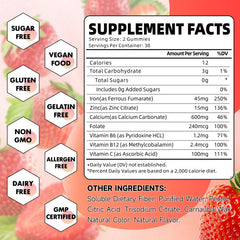 Close-up of product label on Iron Gummies bottle