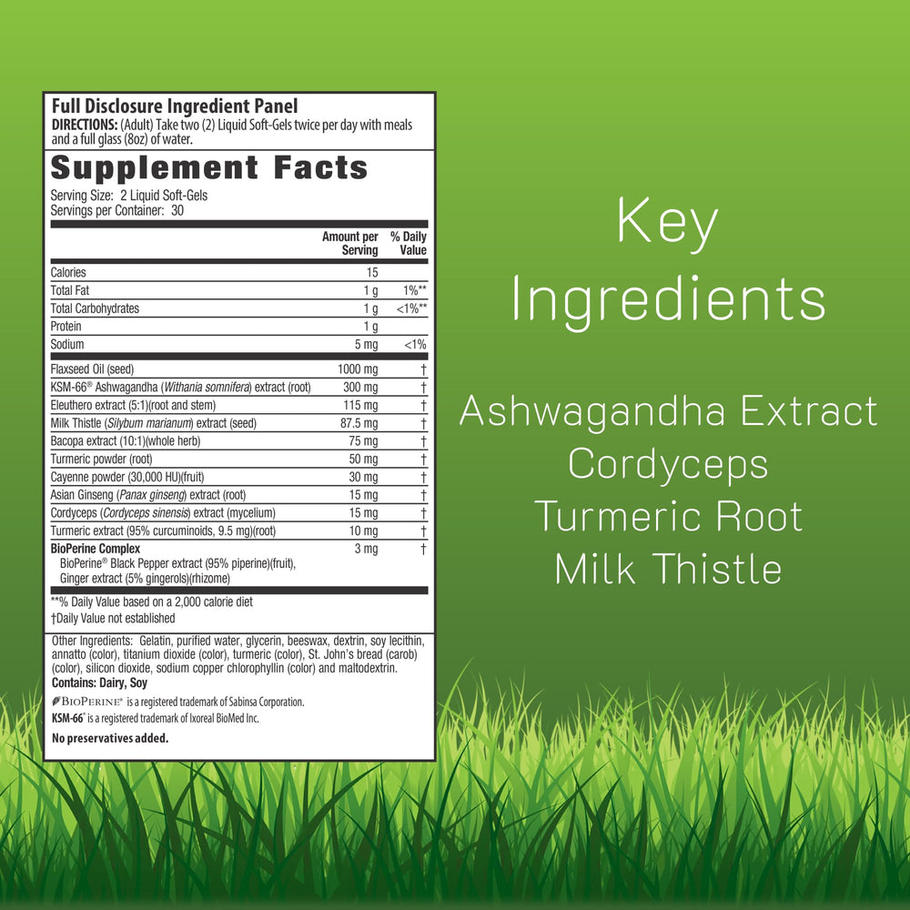 Close-up of product label highlighting KSM-66 Ashwagandha